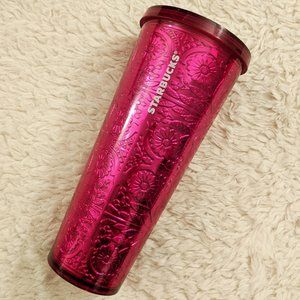Starbucks Magenta Embossed 24oz Cold Cup Tumbler